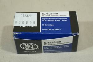 lot 88 image: 50 FNH 5.7 x 28mm 40 Gr Hornady V-Max Ammo