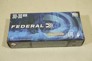 lot 92 image: 20 Federal Power Shok .30-30 Win 170 Gr JSP RN Ammo