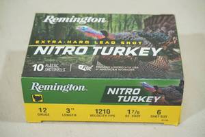 lot 105 image: 10 Remington Nitro Turkey 12 Gauge 2-34 6 Shot Shotshells