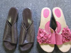 2 pair of sandals 1 pink, 1 brown b...