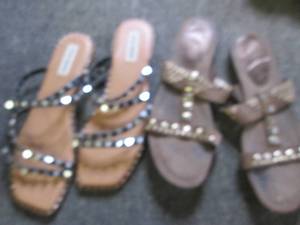 2 pair sandals black and brown size...