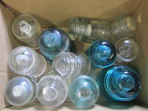 12 assorted telephone insulators ...