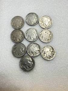 Lot of 10 Full Date Buffalo Nickels