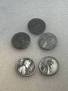 Lot of 5 1940�s Steel Pennies