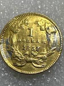 1857 $1 Gold Coin Love Token