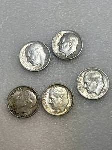 Lot of 5 (90% Silver) Roosevelt Dimes