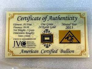 .999 24kt � Grain Gold Bar