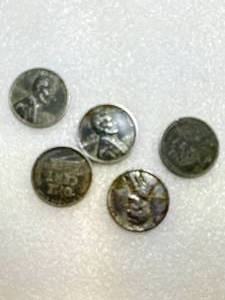 Lot of 5 1940�s Steel Pennies