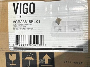 Vigo Matte Stone 36 Double Bowl Farmhouse Apron Front Undermount Kitchen Sink with Accessories