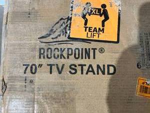 ROCKPOINT 70 inch Charcoal TV Stand Storage Media Console Entertainment Center