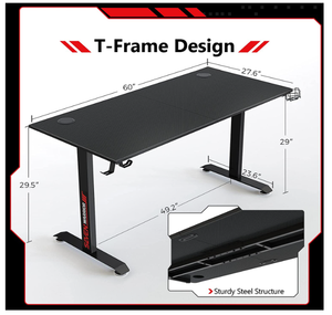 SEVEN WARRIOR 60 in. Black Carbon Fiber Surface Gaming Desk