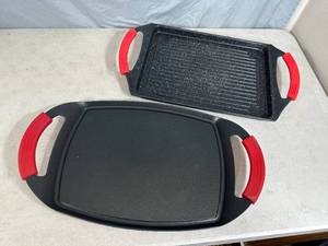 2 New Cast Aluminum Cooking Griddles  Pans