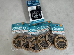 12 New Coasters and Camping Themed Hitch Cover