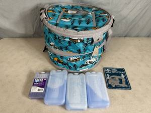 New Camping Themed Pop-Up Cooler, Freeze Packs, Bottle Opener
