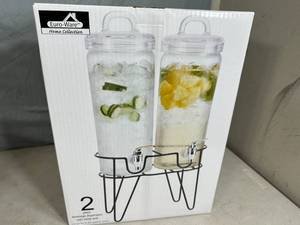 New Dual Glass Drink Dispenser with Rack