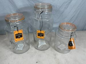 New 3 Piece Glass Storage Jar Set