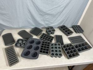Large Lot of New Silicone Molds for Ice Cubes, Chocolate, Jello, Etc