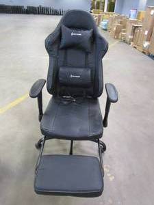 lot 5 image: VON RACER Gaming Chair Ergonomic PC Chair with Massage Lumbar Support and Headrest,Game Chair Adjustable Armrests for Computer PU Leather E-Sports Gamer Chairs with Retractable Footrest in Black
