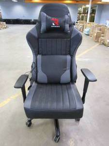 lot 8 image: Rimiking Gaming Chair in Black with Massage Lumbar Support
