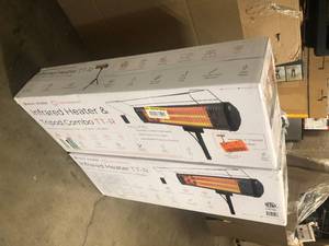 2 Lots of Tradesman 1,500-Watt Electric Outdoor Infrared Quartz Portable Space Heater with Tripod, WallCeiling Mount and Remote by Heat Storm Customer Returns See Pictures