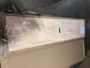 8 ft. L x 25 in. D Unfinished Hevea Solid Wood Butcher Block Countertop With Square Edge by Hampton Bay Customer Returns See Pictures