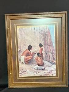 lot 20 image: Framed Native American Cave Teachings Artwork