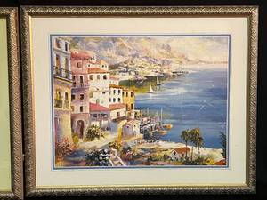 lot 23 image: Framed Coastal Cities Artwork