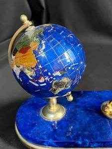 lot 81 image: Blue Desk Globe with Clock, Pen Holder