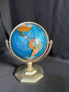 lot 83 image: Blue Resin Globe with Crystal Continents