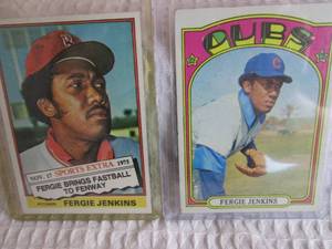 lot 5 image: 1972 & 1976 Topps Fergie Jenkins Ca...