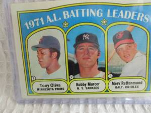 lot 71 image: 1972 Topps Tony Oliva Batting Leade...