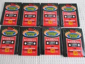 lot 135 image: 8 1992 Stadium Club Baseball Packs...