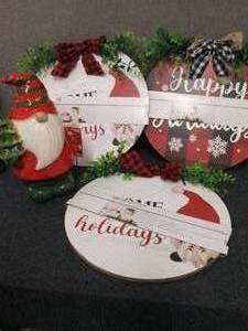lot 359 image: 3 Circle Signs & Ceramic Gnome...