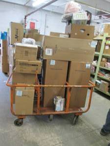 lot 360 image: Cart of Unsold Items- cart not incl...
