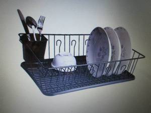 lot 406 image: Mega Chef 17-12 Black Dish Rack w...