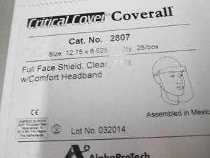 lot 419 image: 2- 25 pks Face Shields...