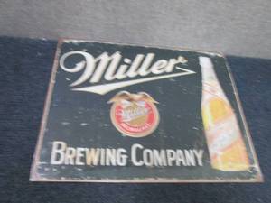 lot 281 image: Metal Miller Beer Sign 12.5x16.5 in...