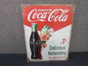 lot 289 image: Metal CocaCola Sign 12.5x16.5 inche...