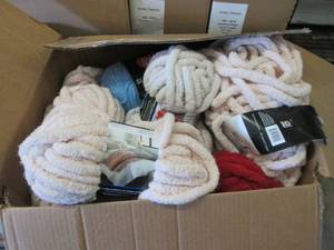 lot 318 image: Large Box of Chenille Yarn, 2 Regul...