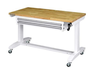 lot 2 image: HUSKY 46 in. Adjustable Height Work Table with 2-Drawers in White