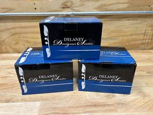 lot 46 image: DELANEY HARDWARE Lot of 3- Italian Collection Sorado Black BedBath Door Handles