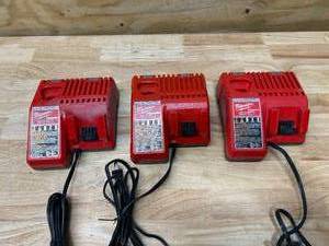 lot 99 image: MILWAUKEE Lot of 3- M12 and M18 12-Volt18-Volt Lithium-Ion Multi-Voltage Battery Charger