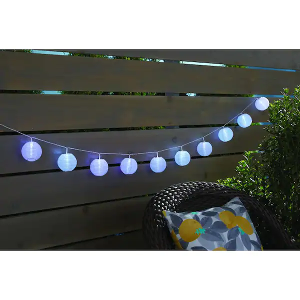 Battery Operated String Lights with 10 Nylon Lanterns