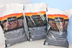lot 110 image: NEW - 3 Bags Mr Bar B Q Bagged Natural Lava Rock, 7 Pound EACH 076903050022 MSRP $44.97