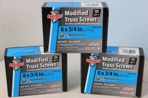lot 135 image: NEW - 3 Boxes of Pro-Twist #8 x 34 in. Phillips Pan-Head Self-Drilling Screws (1 lb. Pack) 764666711747 MSRP $41.94