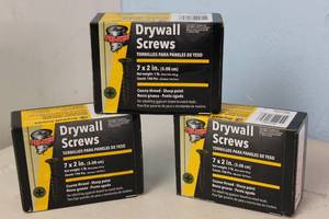 lot 136 image: NEW - 3 Boxes of Pro-Twist #7 x 2 in. Phillips-Bugle Head Coarse Thread Drywall Screw (1 lb. Pack) 764666711396 MSRP $29.94