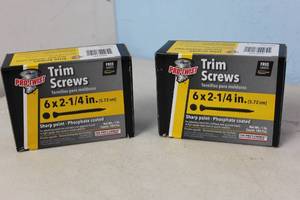 lot 139 image: NEW - 2 Boxes of Pro-Twist #6 x 2-14 in. Phosphate-Plated Black Metal Internal Square Trim-Head Drywall Screw (1 lb. Pack) 764666711501 MSRP $21.96