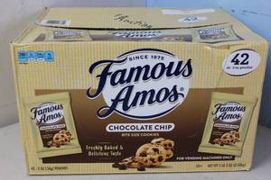 lot 184 image: Case of 42 x 2oz Bags of Famous Amos Cookies Best By 2232023