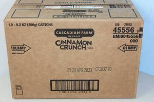 lot 244 image: Case of 10 Boxes of Cascadian Farm Cinnamon Crunch Cereal Best By 4232023