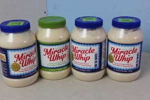 lot 269 image: 3 Jars of Miracle Whip Best By 02142023 and 1 Jars of Olive Oil Miracle Whip Best By 7072022